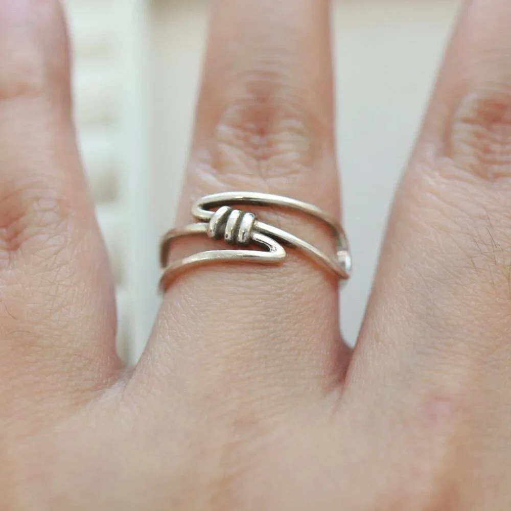 S925 Knot Link Style Adjustable Ring Sterling Silver Stamped S925 - Picture 4 of 4